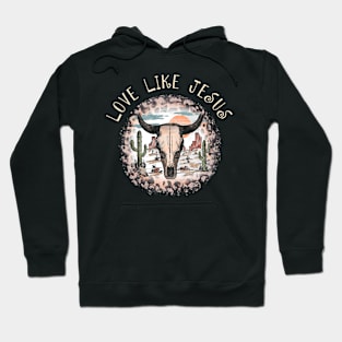 Love Like Jesus Bull Skull Desert Hoodie